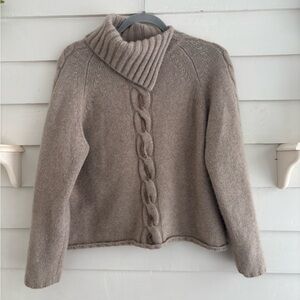 Daniel Bishop 100% Cashmere Foldover Neck Beige Sweater Women’s Size XL